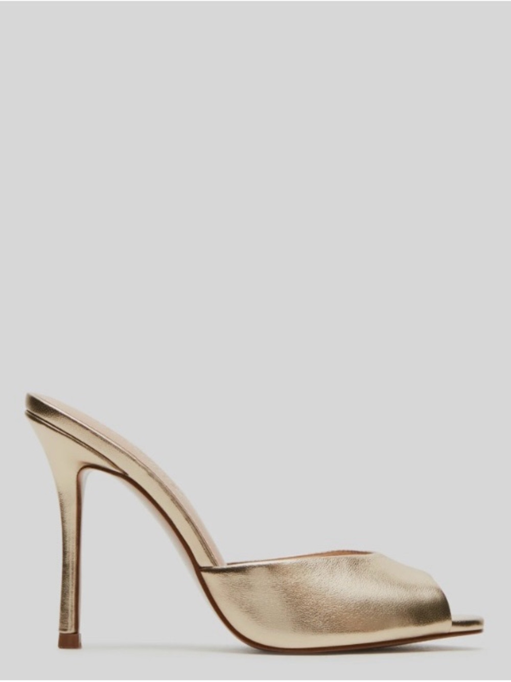 Steve Madden Priya Gold Open-Toe Stiletto Mules - Women Shoes - Picture 3 of 5